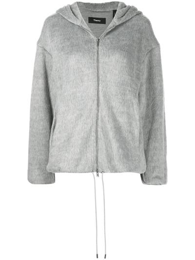 Theory Oversized Zip-up Hoodie In Grey