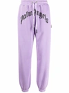 PALM ANGELS CURVED LOGO SWEATPANTS LILAC AND BLACK