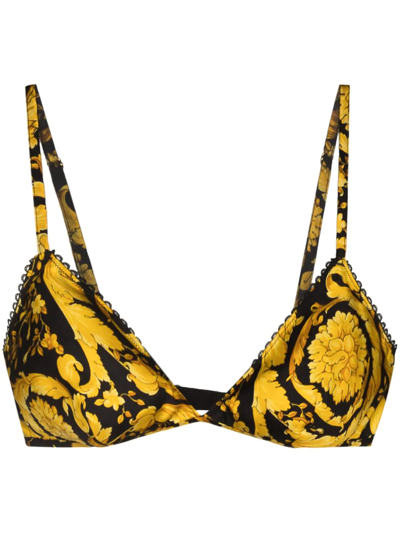 Versace Women's Barocco Print Bra | Size 2 | 1013609a232741 In Yellow