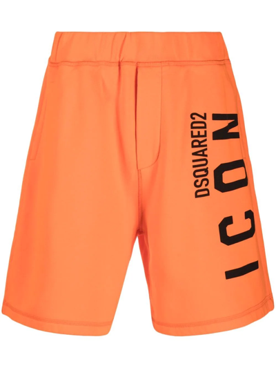 Dsquared2 Icon Logo Track Shorts In Orange