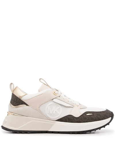 Michael Michael Kors Womens White Theo Suede And Canvas Trainers 7 In Weiss
