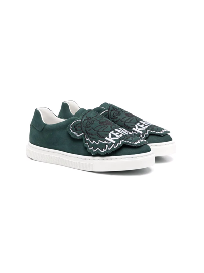 Kenzo Tiger-patch Slip-on Trainers In 绿色