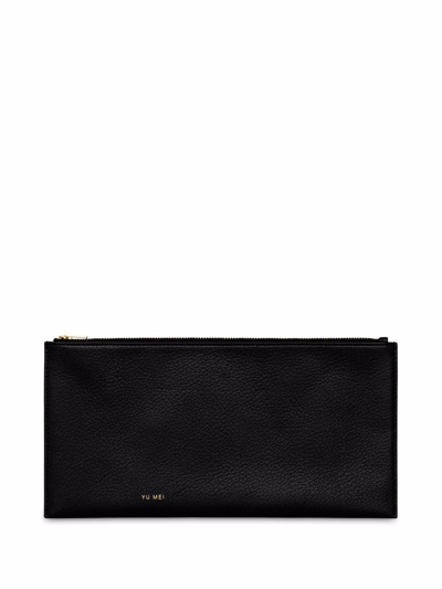 Yu Mei Adrian Leather Envelope Clutch In Black