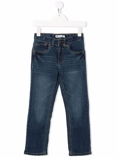 Levi's Kids' Straight-leg Dark-wash Jeans In 蓝色