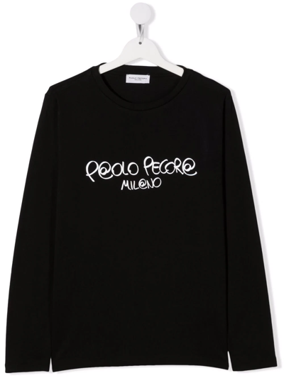 Paolo Pecora Teen Logo-print Cotton T-shirt In 黑色