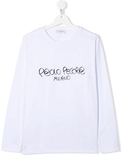 Paolo Pecora Teen Logo-print Cotton T-shirt In 白色
