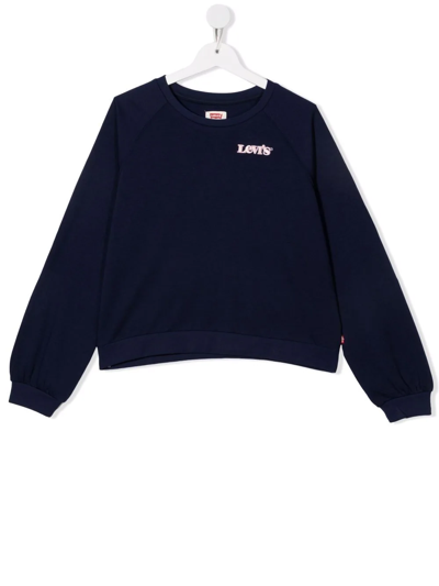 Levi's Teen Logo-embroidered Sweatshirt In 蓝色