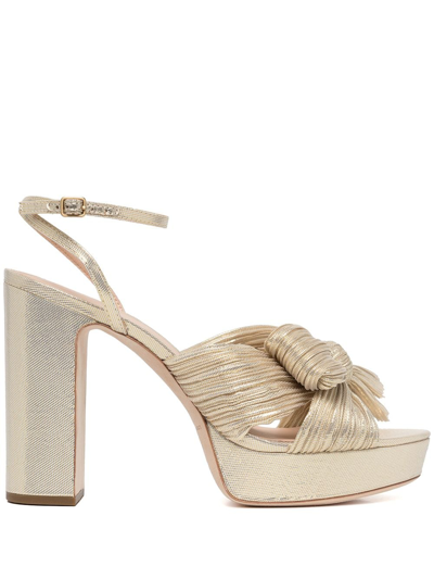 Loeffler Randall Women's Natalia Pleated Platform High Block Heel Sandals In Gold