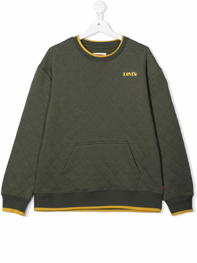 Levi's Teen Embroidered Logo Jersey Sweatshirt In Green