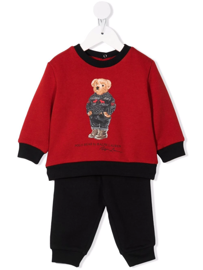 Ralph Lauren Babies' Polo Bear Cotton-blend Tracksuit In Black