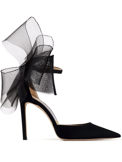 Jimmy Choo Black Averly 100 Asymmetric Pumps In Black Black