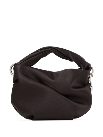 Jimmy Choo Bonny Twisted Satin Shoulder Bag In Black