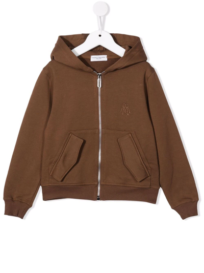 Paolo Pecora Kids' Embroidered-logo Detail Hoodie In Brown