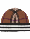 BURBERRY CHECK-PATTERN CASHMERE BEANIE HAT