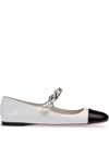 Miu Miu Ballerines En Cuir Vernis In White