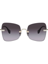 Miu Miu Womens Gold Mu50ws Manière Square-frame Metal Sunglasses In Grey