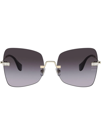 Miu Miu Womens Gold Mu50ws Manière Square-frame Metal Sunglasses