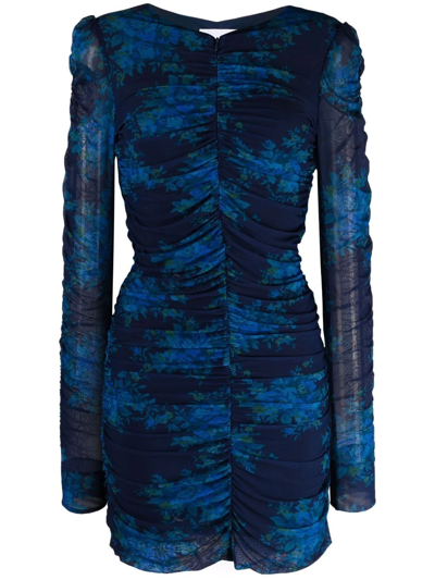 knee length dresses for ladies Ganni Printed Mesh Puff Sleeve Mini Dress main image 0