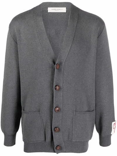 Golden Goose Cotton V-necked Cardigan In Gray