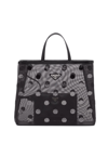 Prada Sequin-embellished Polka-dot Mesh Shopper Bag In Black