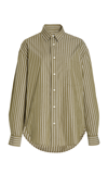 Matteau + Net Sustain Striped Organic Cotton-poplin Shirt In Green,blue