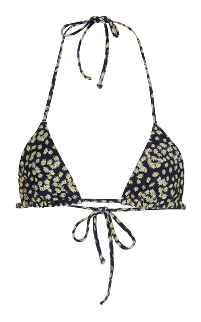 Matteau + Net Sustain The String Floral-print Triangle Bikini Top In Black,white
