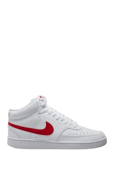 Nike Court Vision Mid Trainer In White/ University Red