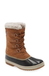 Sorel Caribou Faux Shearling-trimmed Waterproof Leather And Rubber Snow Boots In Brown/ Black