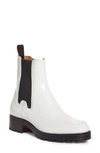 Christian Louboutin Men's Motok Red Sole Leather Chelsea Boots In White
