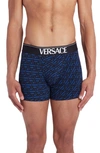 Versace Men's Organic Bio-stretch Boxer Briefs In Blue