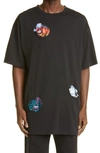 RAF SIMONS PRINT POCKET HOLE OVERSIZE COTTON T-SHIRT,212-M130-19001-0099