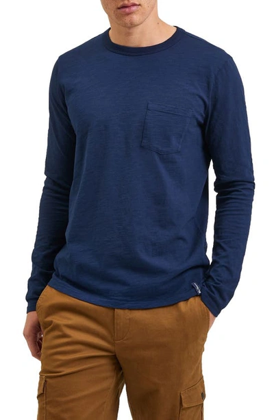 Ben Sherman Beatnik Garment Dyed Long Sleeve T-shirt In Navy