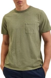 Ben Sherman Beatnik Garment Dyed Short Sleeve T-shirt In Olive Green