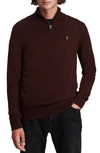 Allsaints Kilburn Wool Blend Half-zip Pullover In Oxblood Red