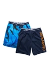Calvin Klein Kids' 2-pack Boxer Briefs In Sharks/black Iris