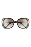 Prada Pillow 53mm Gradient Round Sunglasses In Black/ Grey Gradient