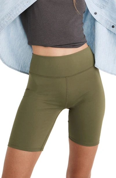 Madewell Mwl Form High Waist Biker Shorts In Kale