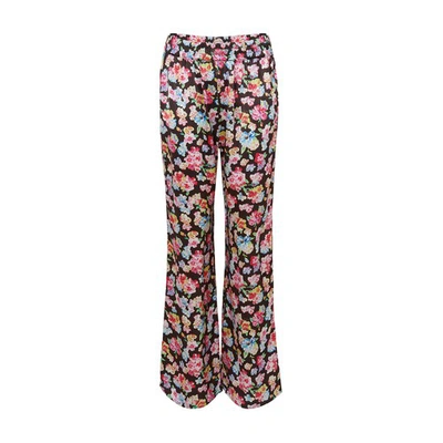 Ganni Floral-print Satin Pajama Pants In Mole