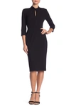 Donna Morgan Crepe Three-quarter Sleeve Sheath Dress In Black