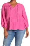 Vince Camuto Smocked Blouse In Bright Hibiscus