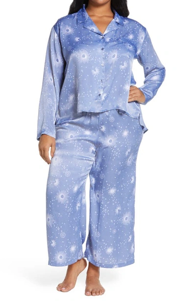Bp. Satin Pajamas In Blue Stonewash Celestial Stars