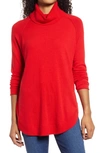 Caslonr Turtleneck Tunic Sweater In Red Chinoise