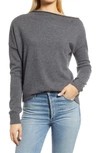 Nordstrom Off The Shoulder Cashmere Sweater In Grey Dark Heather