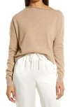 Nordstrom Off The Shoulder Cashmere Sweater In Tan Camel Dark Heather