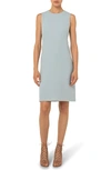 Akris Double Face Wool Crepe Sheath Dress In Dusty Blue