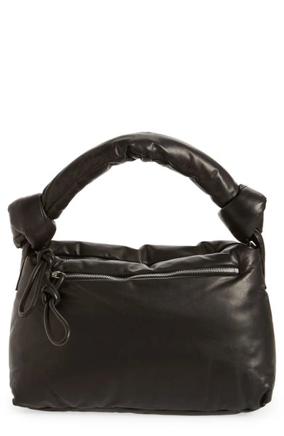 Dries Van Noten Large Knotted Handle Crinkled Cushion Bag In Black