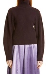 Vince Chunky Open Back Turtleneck In 553puw-plum Wine