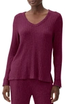 Michael Stars Jasper Rib V-neck Top In Fucshia