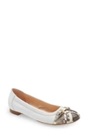 Agl Attilio Giusti Leombruni Monika Cap Toe Ballet Flat In White Snake Toe