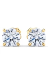 Hautecarat 4ct Tw Round Lab Created Diamond Stud Earrings In 4.00 Ctw Yellow Gold